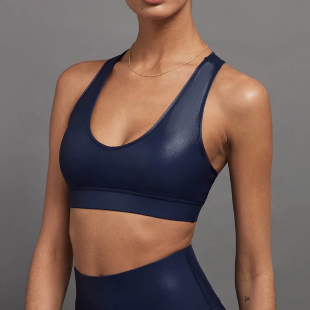 CARBON38 Action Bra 2.0 in Takara Shine navy blue small sports bra women’s